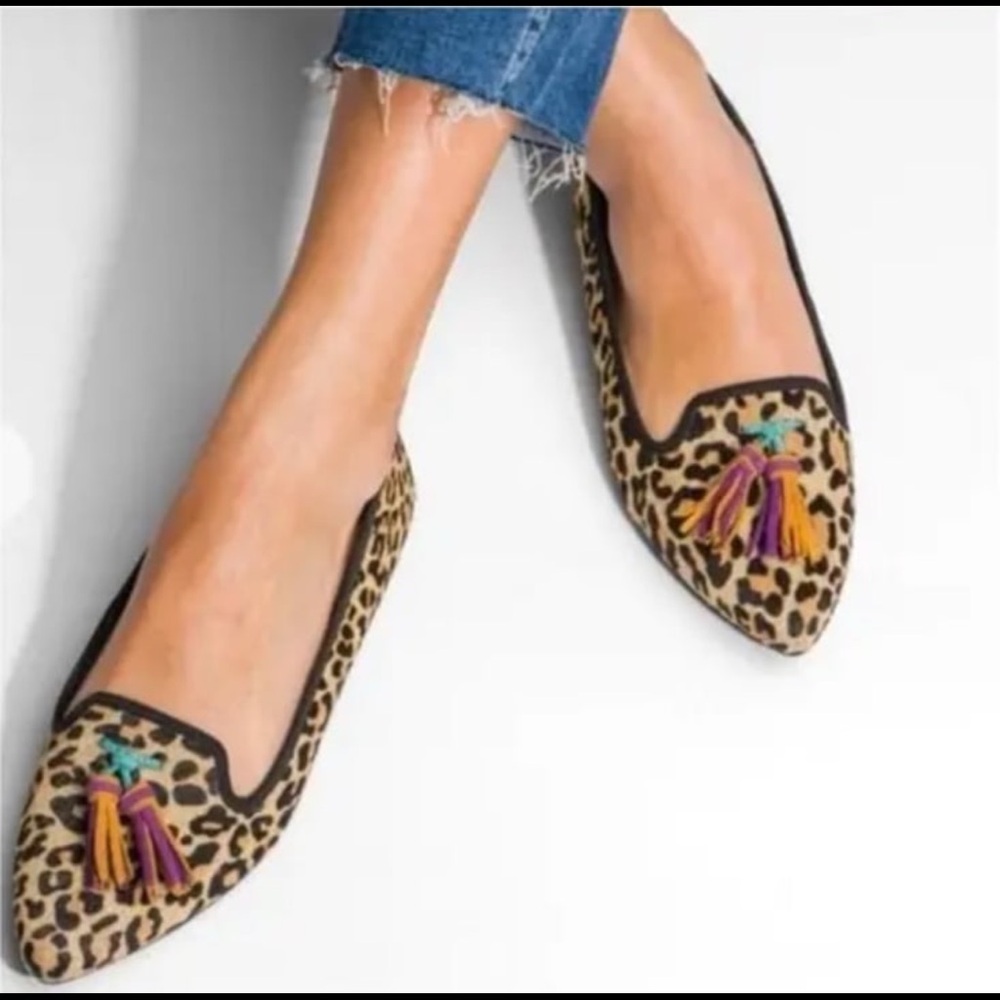 Hush Puppies Sadie Tassel Slip On Leopard Calf Hair Women's Flats